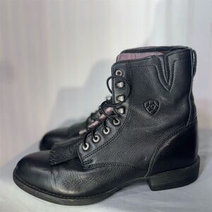 Ariat ATS 10002145 Black Leather Lace-Up Paddock Boots 7.5B Riding Western